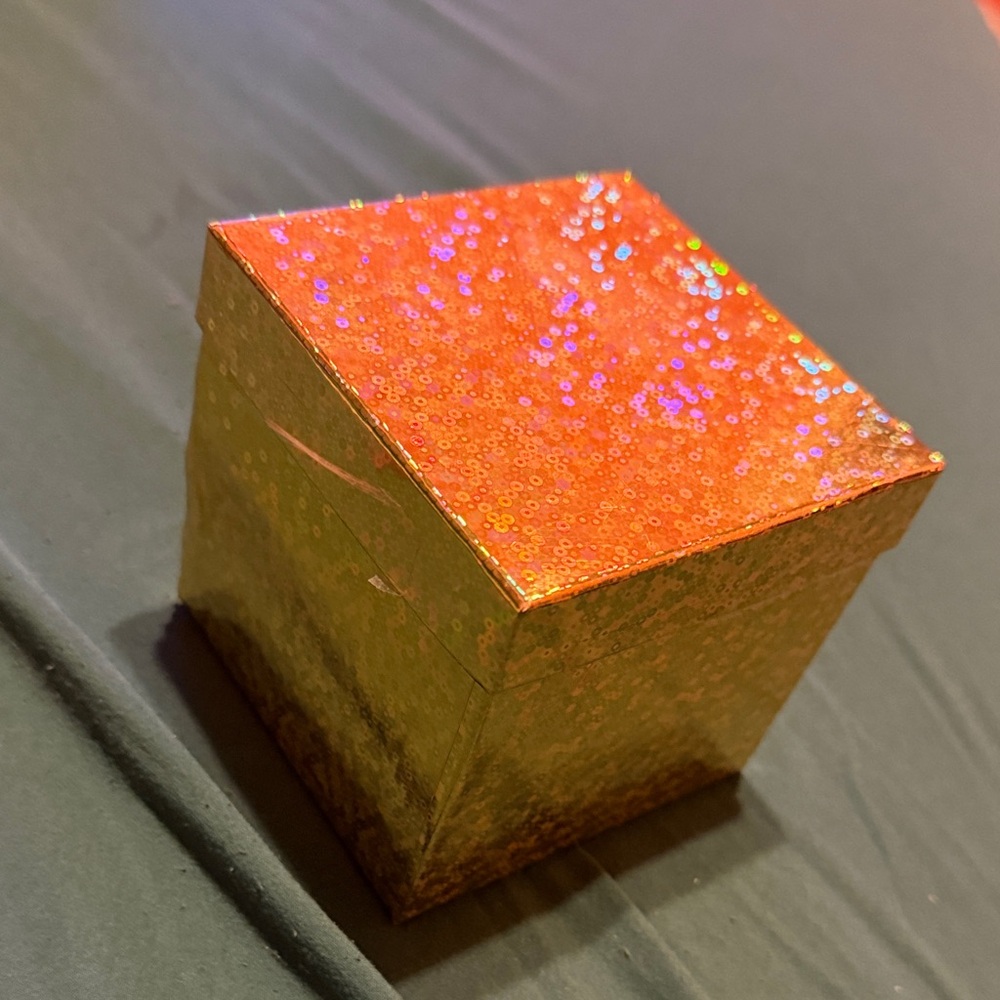 Sparkling Gold and Orange Gift Box